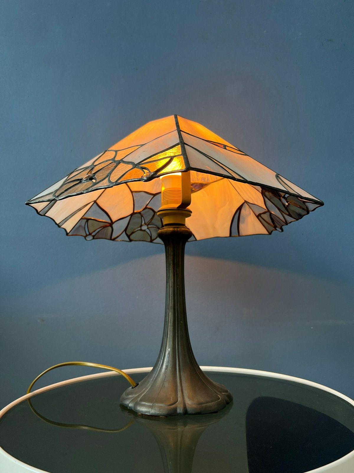 Colourful Art Deco Stained Glass Table Lamp photo furniture