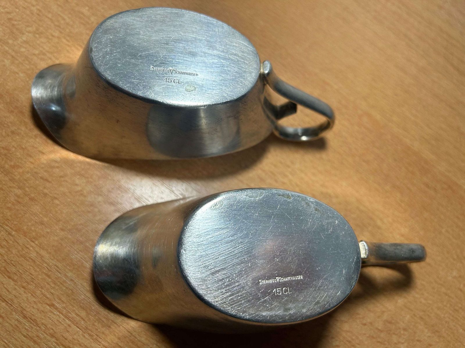 Antique German Sternegg Schaffhausen Gebruder Hepp Exclusiv Silver Plated Creamer Gravy Boat / Set Of 2 photo buy