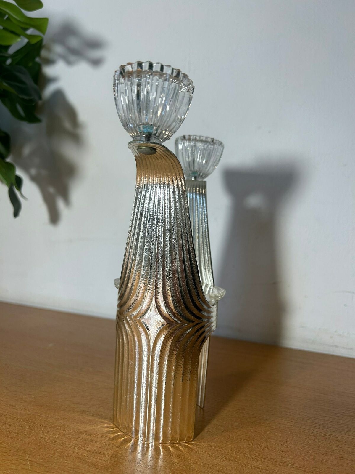 Vintage, #1 Rare, Wmf, Silver Plated, Modernist, Candlestick With 3 Glass Candleholders, Germany, Collectible photo furniture