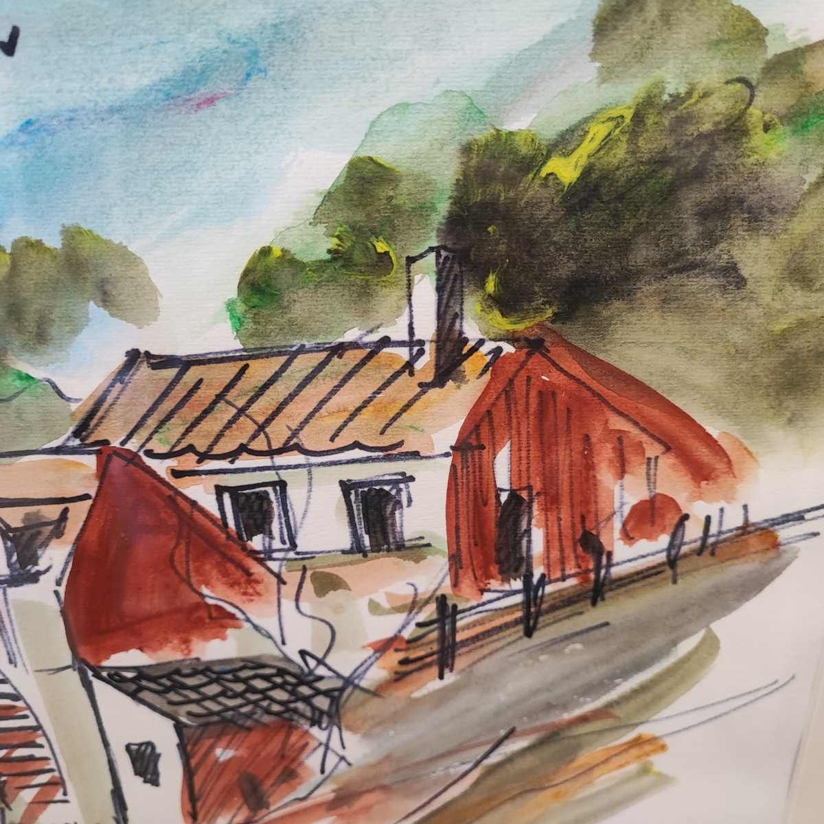 Work Of Roman Mussolini Tempera Farmhouse With Mill photo Art