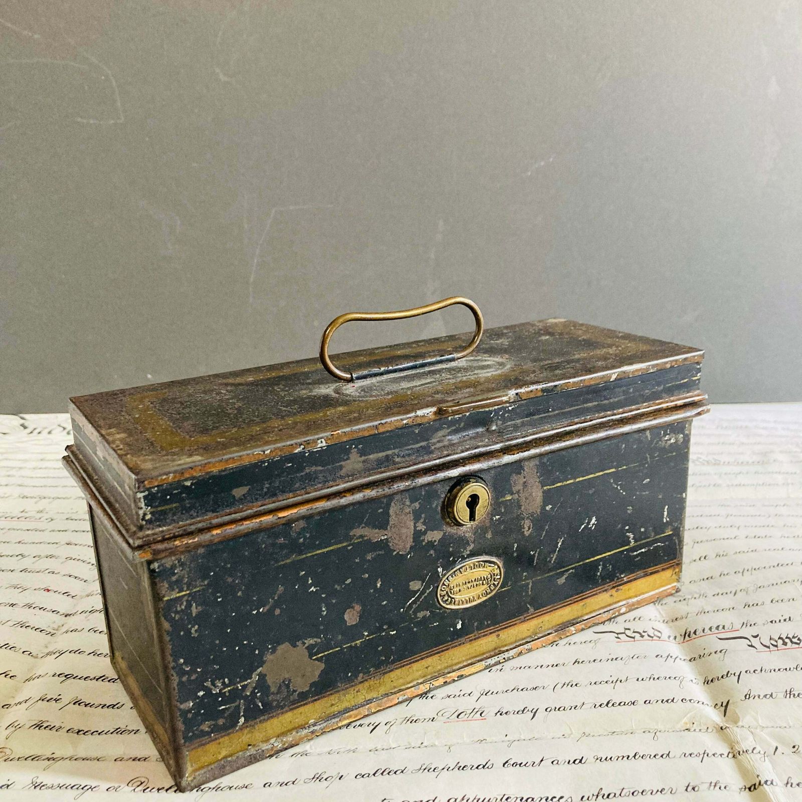 Antique Traveling Tin Tea Caddy photo furniture