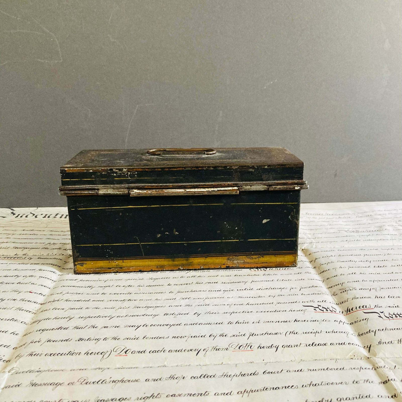 Antique Traveling Tin Tea Caddy photo buy