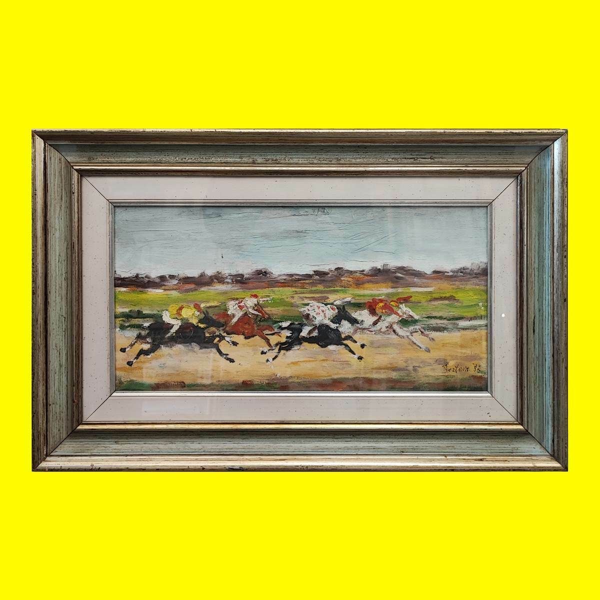 Oil Painting On Canvas By Antonio Bertone, Spring Race 1979