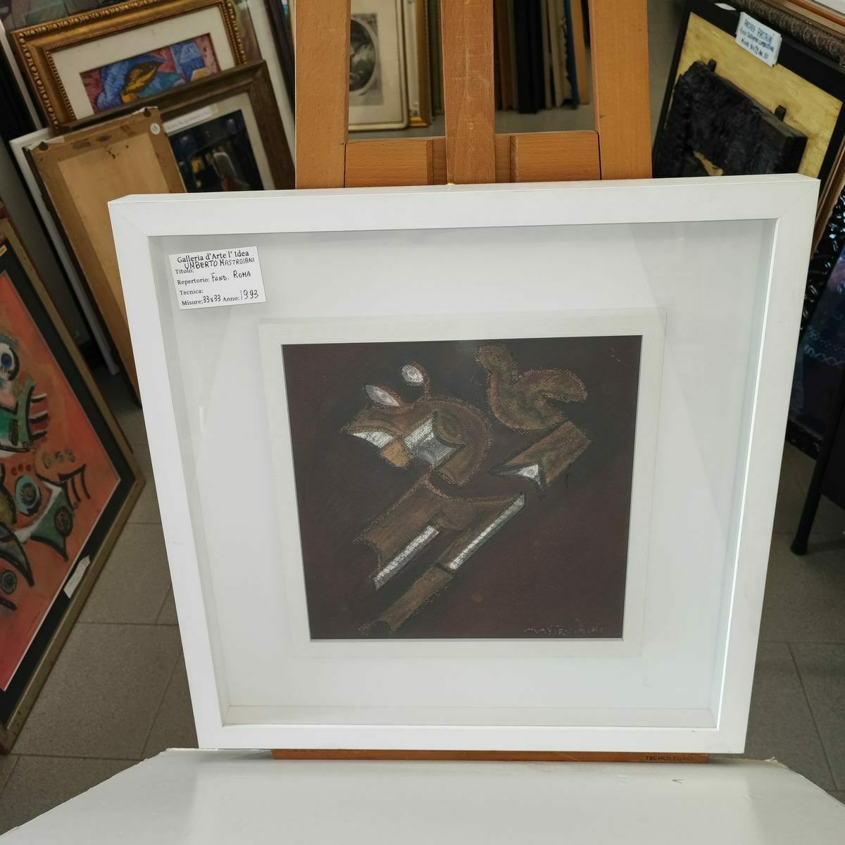 Olieverfschilderij Op Karton Van Umberto Mastroianni, 1993 photo furniture