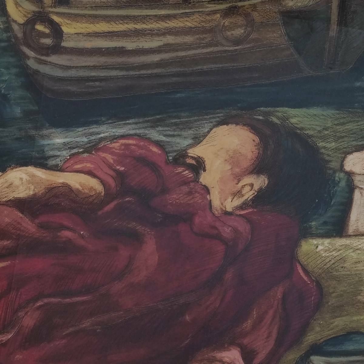Work By Beppe Serafini Oil On Cardboard, The Sailor's Rest 1980 photo furniture
