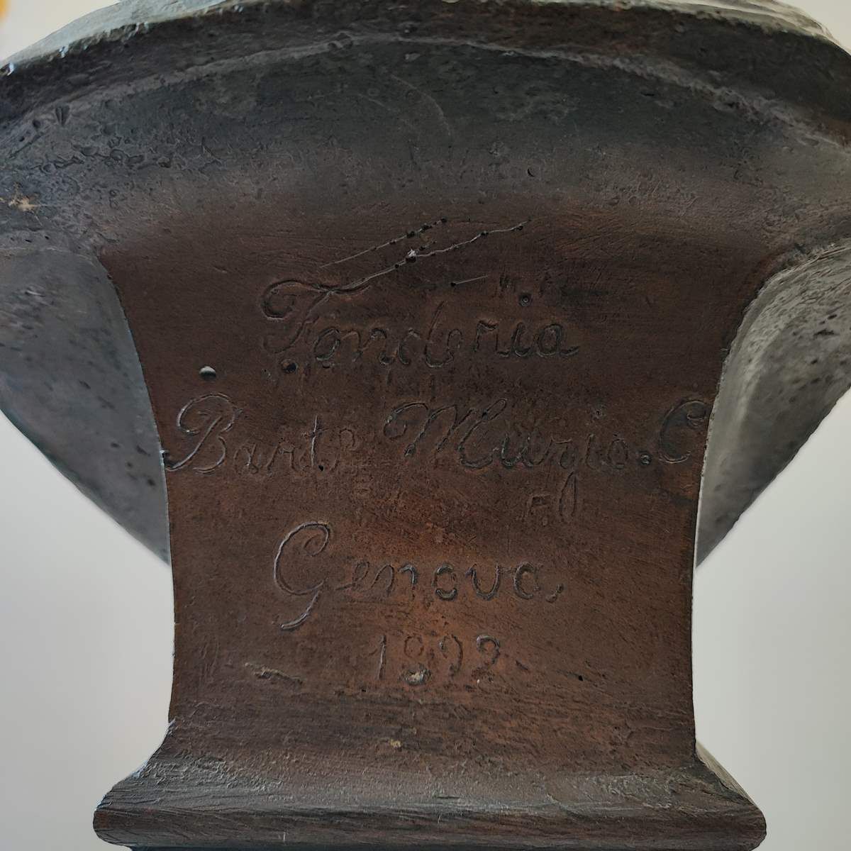 Bronze Sculpture Bartolomeo Muzio Foundria Genova, Cristoforo Colombo photo vintage