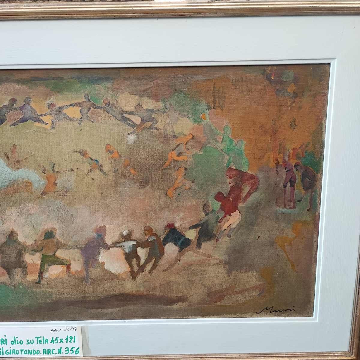 Oil Painting On Canvas By Mino Maccari, Il Girotondo, 1946 photo Art
