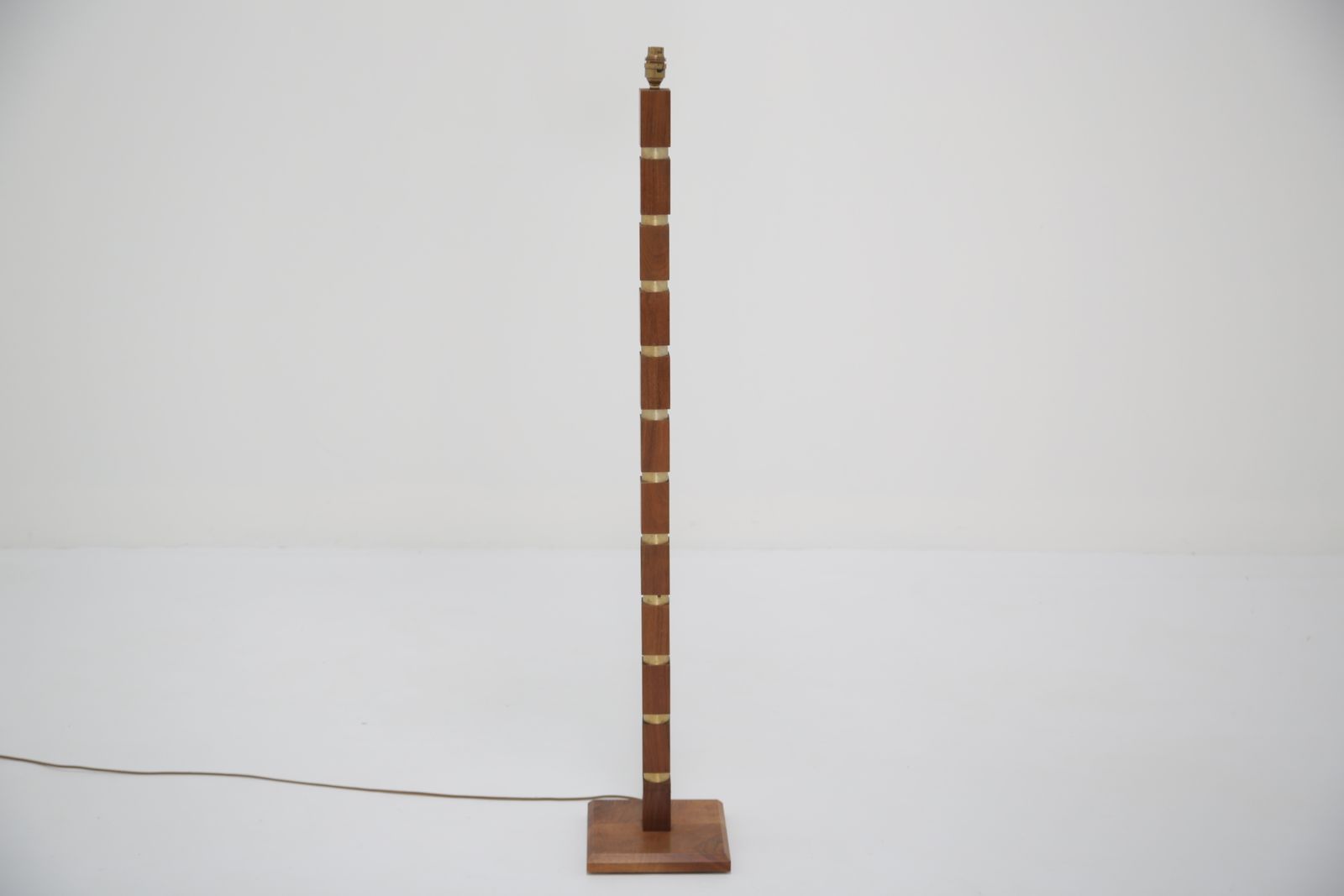 Vintage Walnut And Brass Floor Lamp, Sweden, 1960s. photo vinterior
