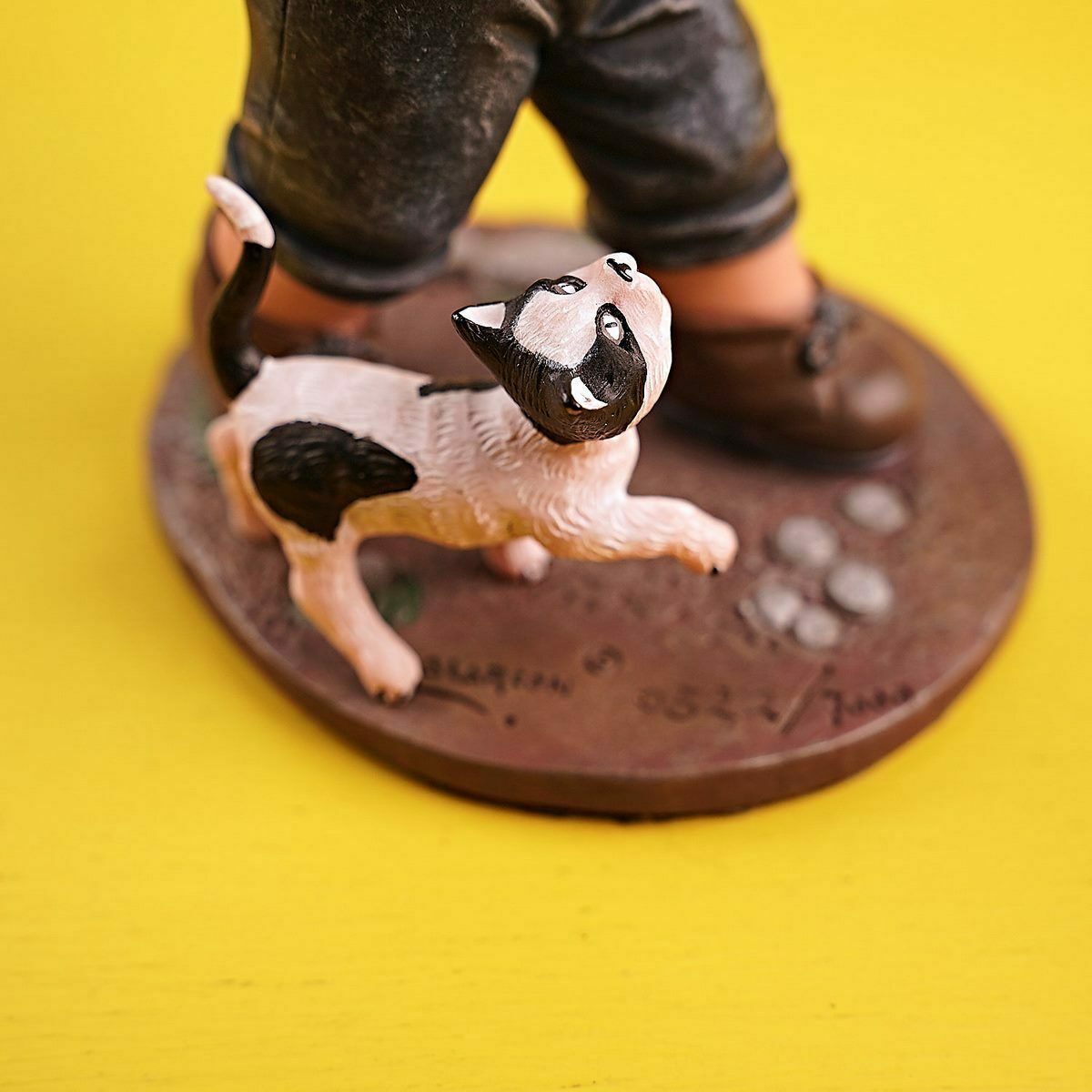 Numbered Nadal Studio Resin Figurine, Child With Dog And Kitten photo for sale