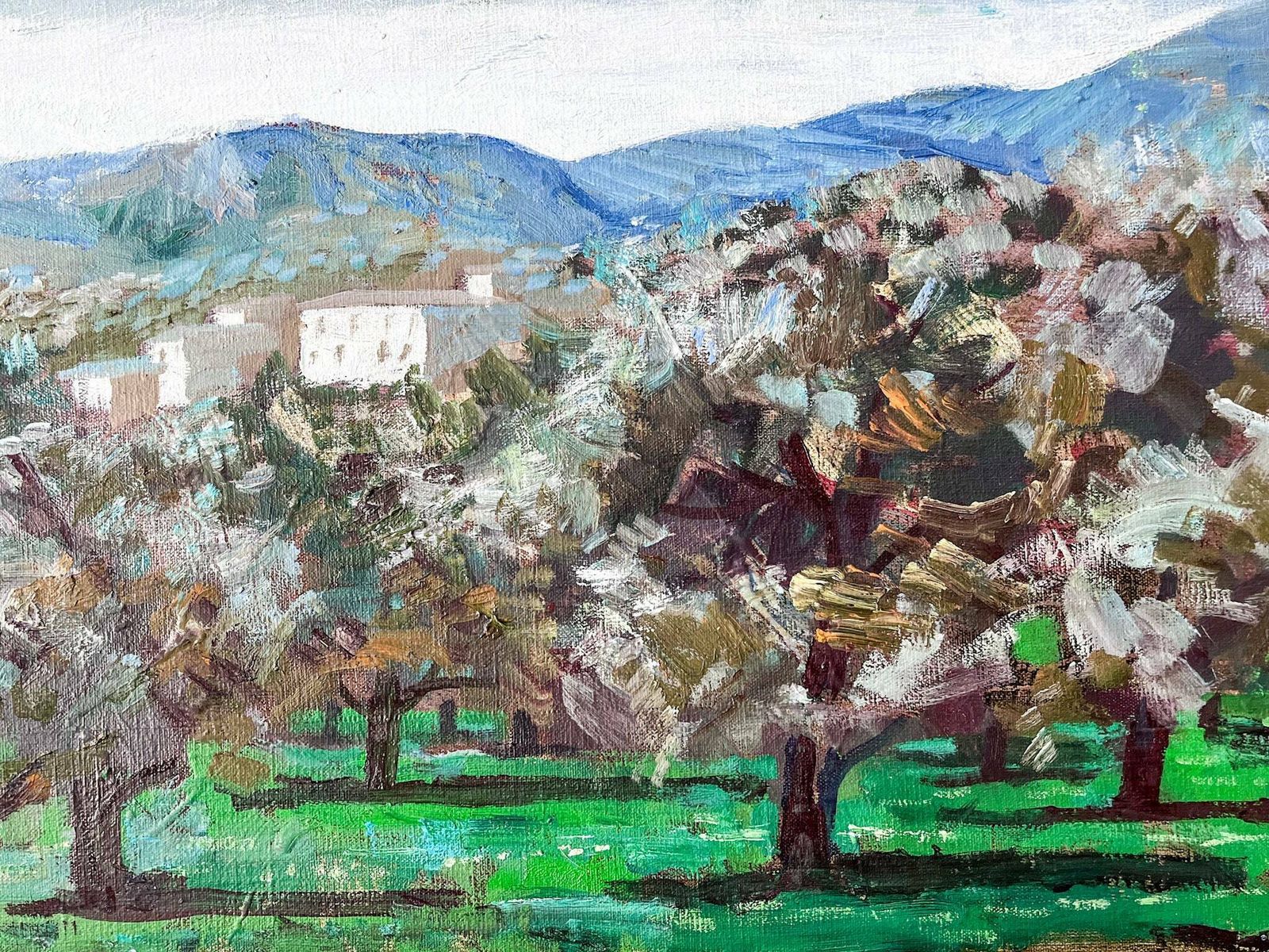 Mediterranean Orchard, Swedish Oil On Canvas, Signed Bertil Wahlberg photo 650.0