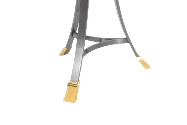“Canabas” Pedestal Table In Patinated Leather, Steel, And Gilded Brass. Contemporary. Ls59502209h photo 4300.0