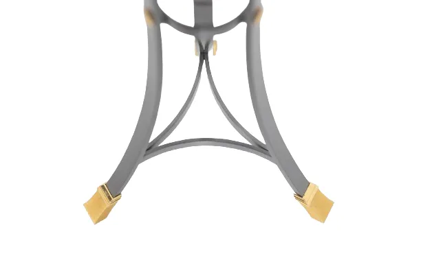 photo for sale “Canabas” Pedestal Table In Patinated Leather, Steel, And Gilded Brass. Contemporary. Ls59502209h