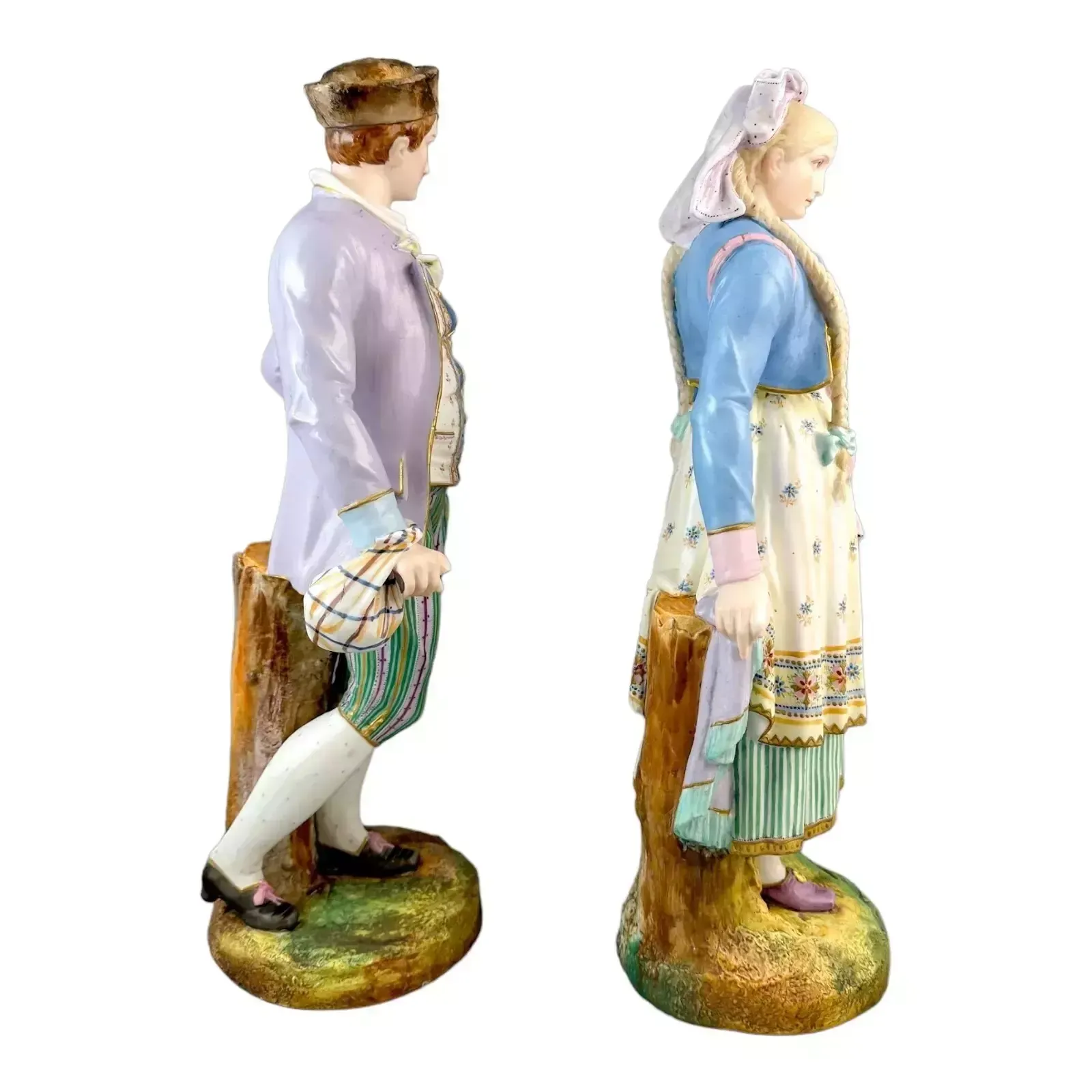 Antique French 1870s Louis Philippe Limoges Bisque Porcelain Figural Couple Pair photo Home Decor