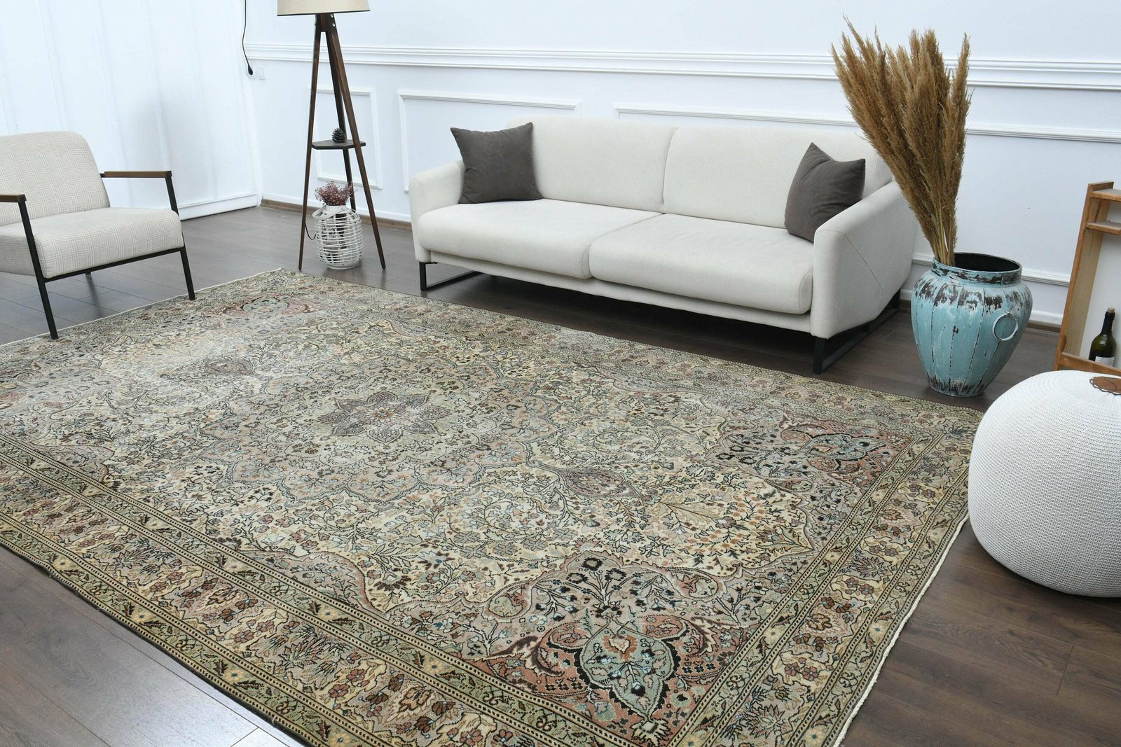photo for sale 8'x12' Vintage Turkish Rug, Oushak Rug, Handmade Wool Rug, Gift Rug, Art Deco, Area Rug, High Quality, One Of A Kind, Floral Oriental Carpet