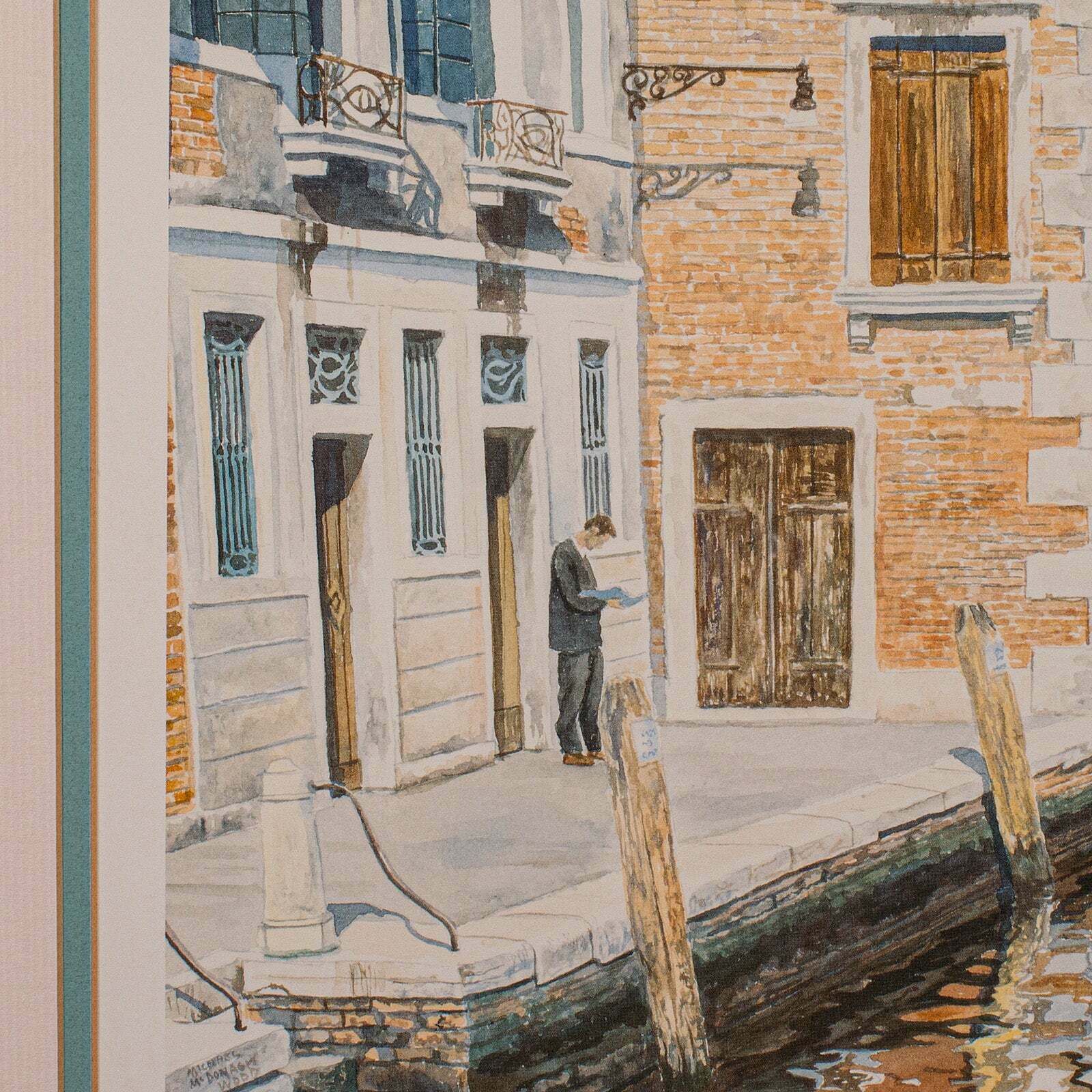 Contemporary Venetian Canal Print, English, Framed, Limited Edition, Hand Signed photo vinterior