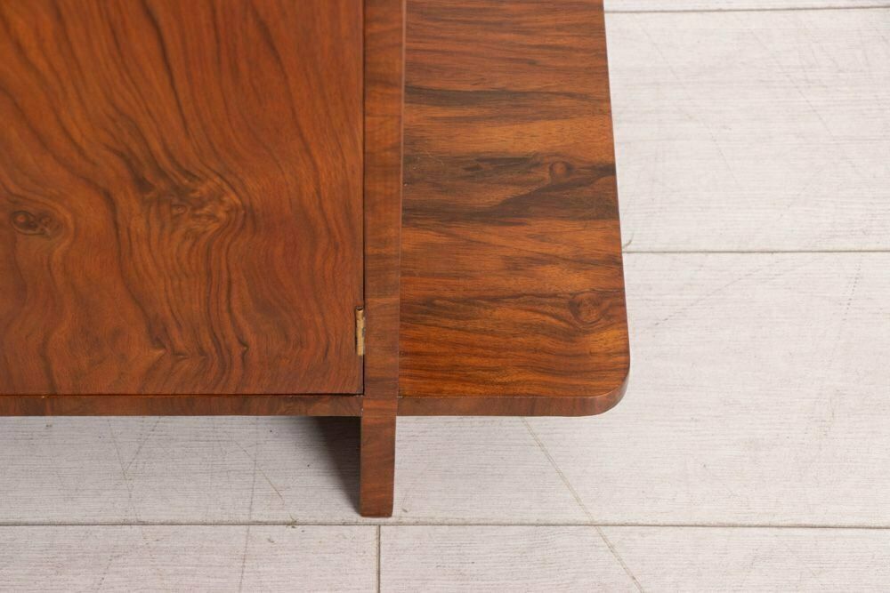 Art Deco Figured Walnut Bookcase Table, British C.1930 photo vinterior