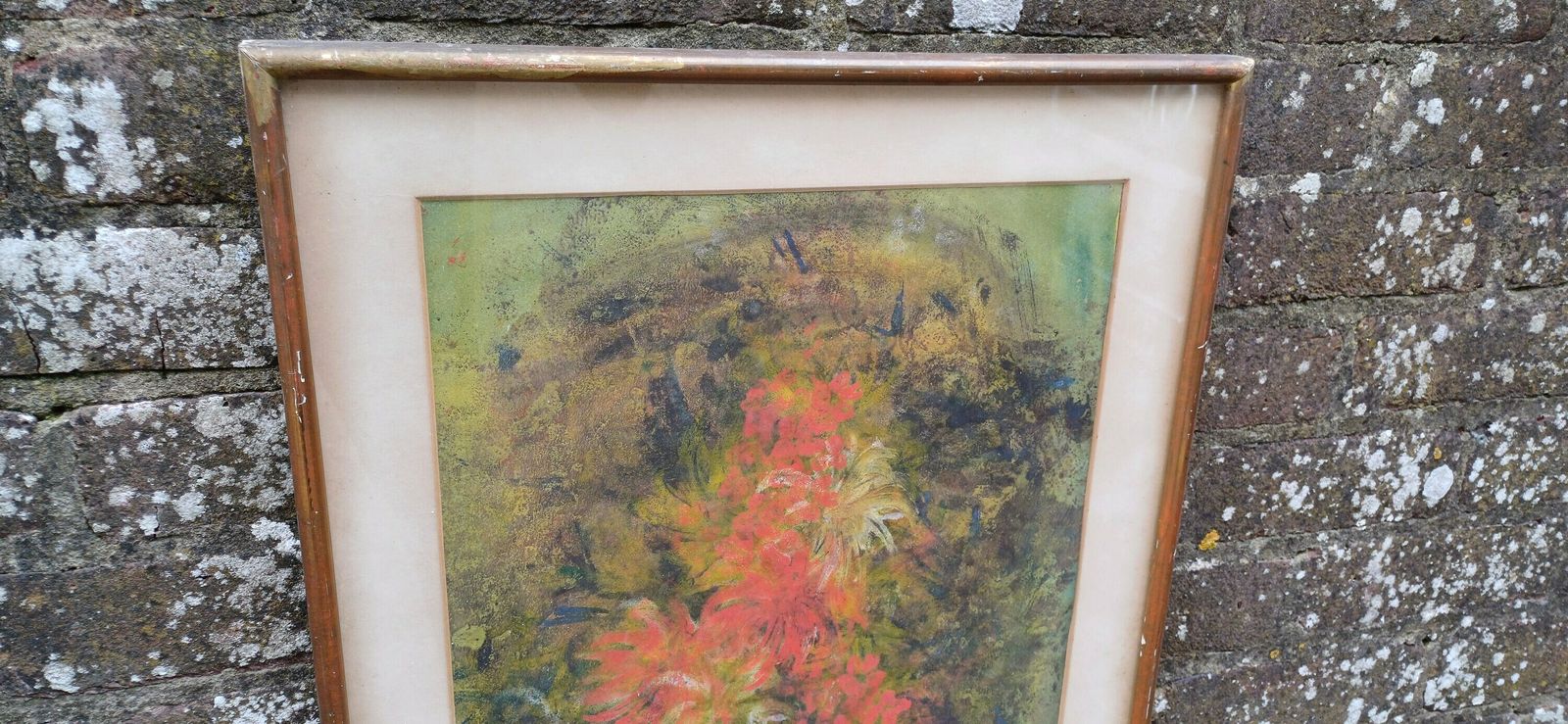 Retro Authentic Abstract Still Life, Oil Painting, By Bungy 1964   Glazed Wooden Frame, Ready To Hang photo for sale