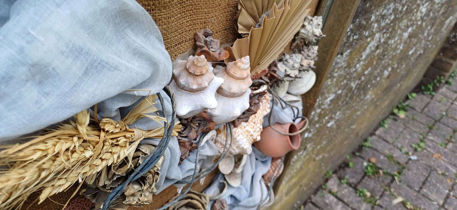 Stunning Piece Of 3d Craft/ Collage   Real Shells, Coral, Material, Plants All Displayed On A Hessian Backing In A Upcycled Vintage Frame photo furniture