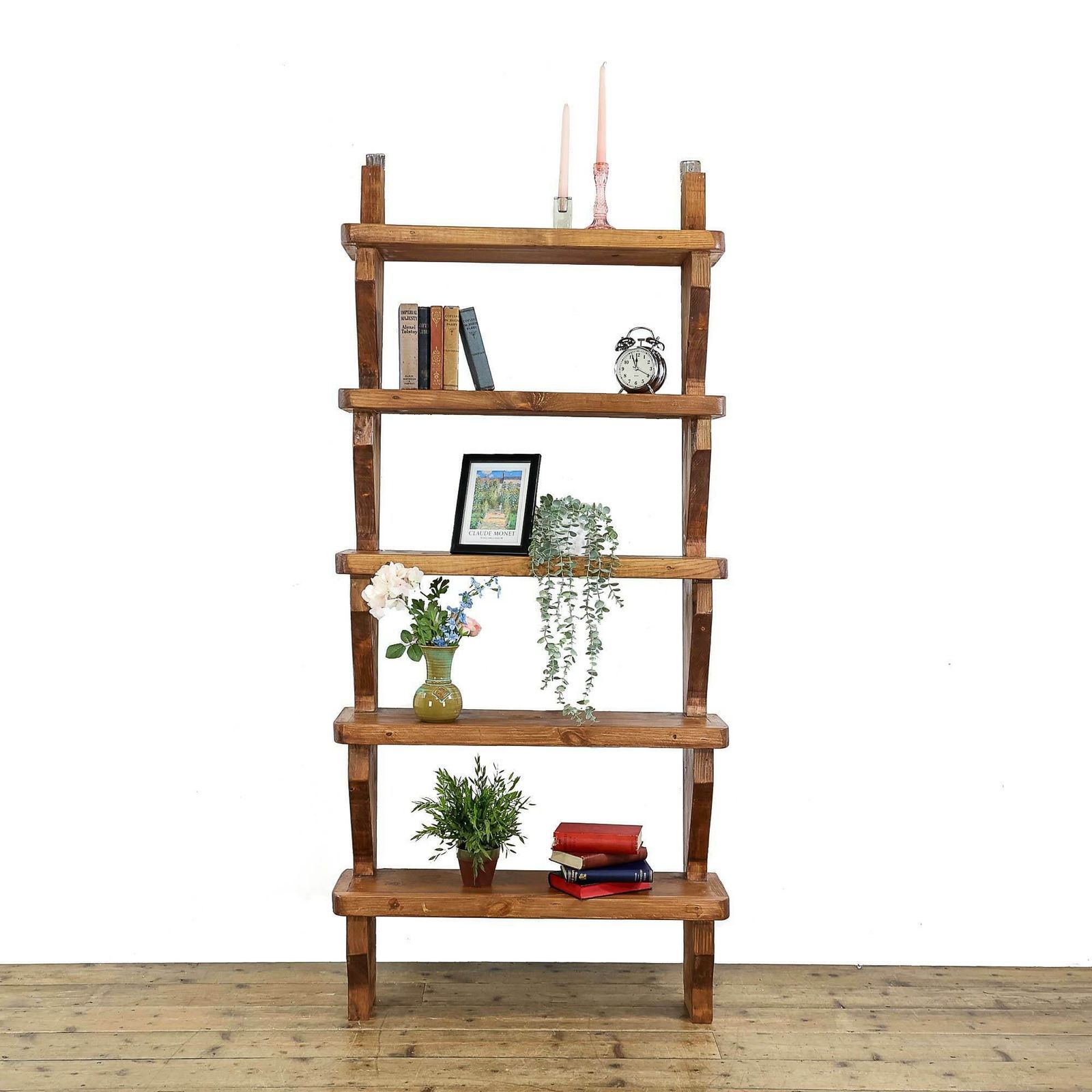 Reclaimed Pine Ladder Shelves | Pine Shelf | Vintage Bookcase | Vintage Storage | Open Bookcase