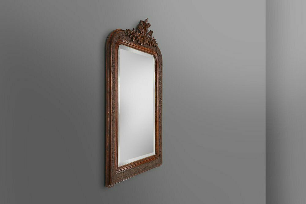 Louis Philippe Mirror In Plaster And Wood With Handcrafted Decorations, France, 1890s photo buy