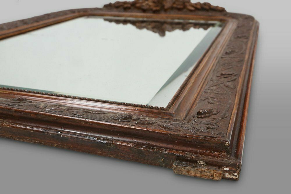 photo for sale Louis Philippe Mirror In Plaster And Wood With Handcrafted Decorations, France, 1890s