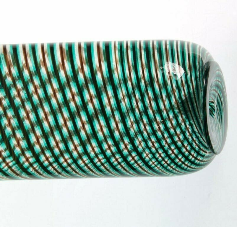 photo vinterior Murano Glass Mezza Filgrana, Green Amethyst Clear With Gold Leaf, Cenedese Attr