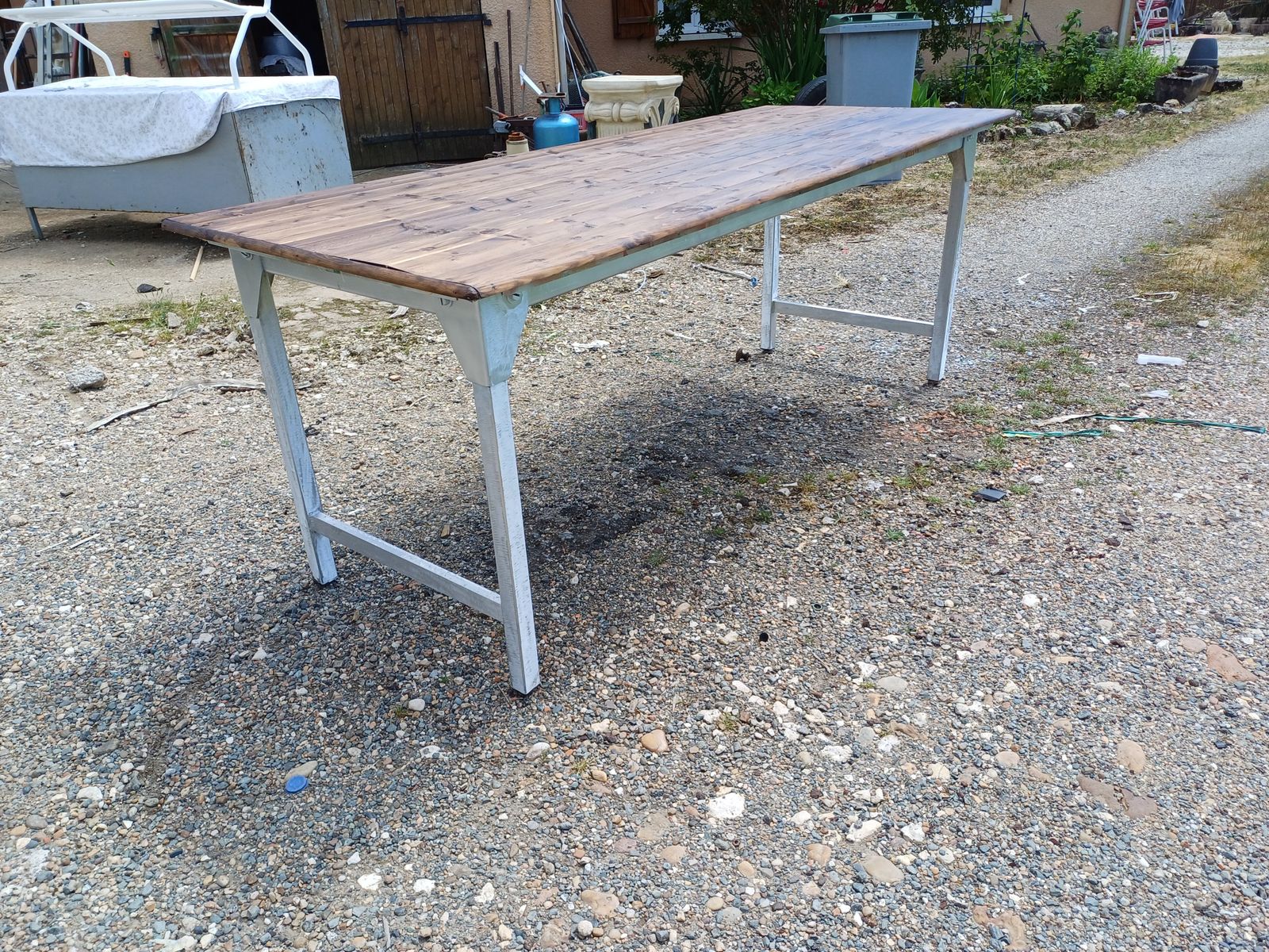 Industrial Table In Aluminum And Wood photo 396.0