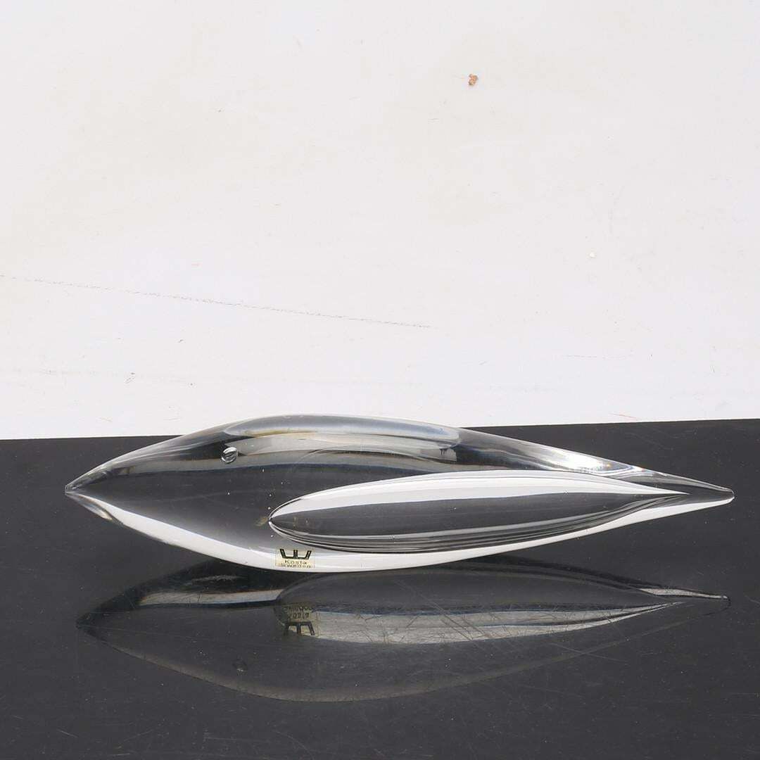 Antique Abstract Fish Crystal Vicke Lindstrand Sculpture, Minimal Glass, Kosta photo vinterior