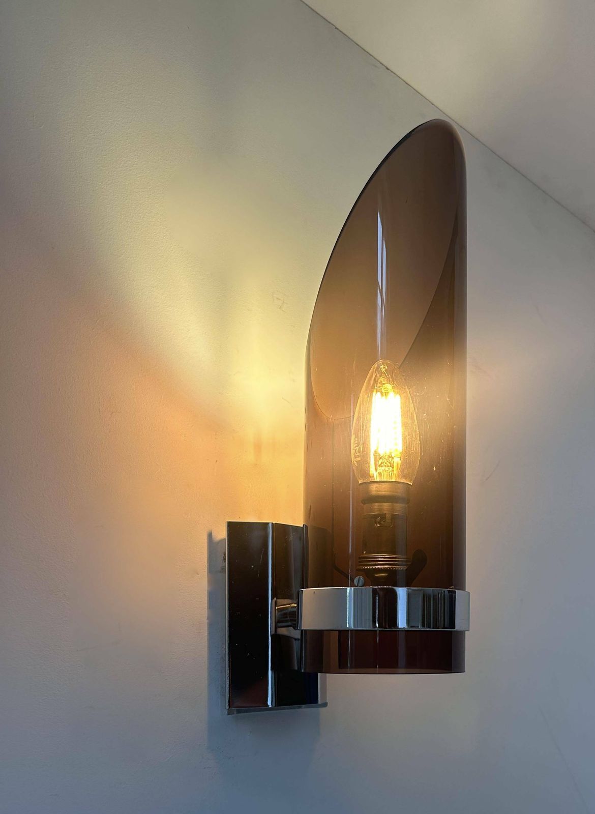 Wall Lamp In Chrome And Smoked Altuglas, France 1970 photo Lighting