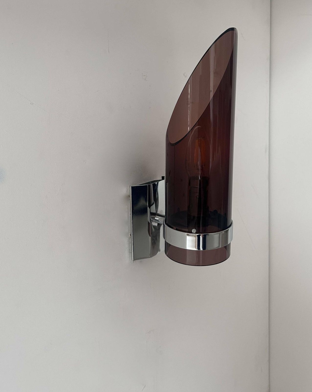 Wall Lamp In Chrome And Smoked Altuglas, France 1970 photo buy