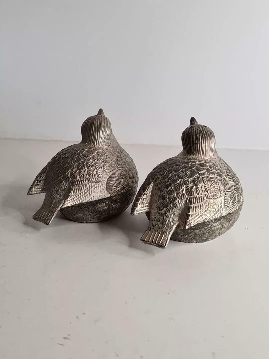 Decorative Silver Salt Shaker, A Pair Of Antique Salt Shaker Sliver Quail Birds photo Home Decor