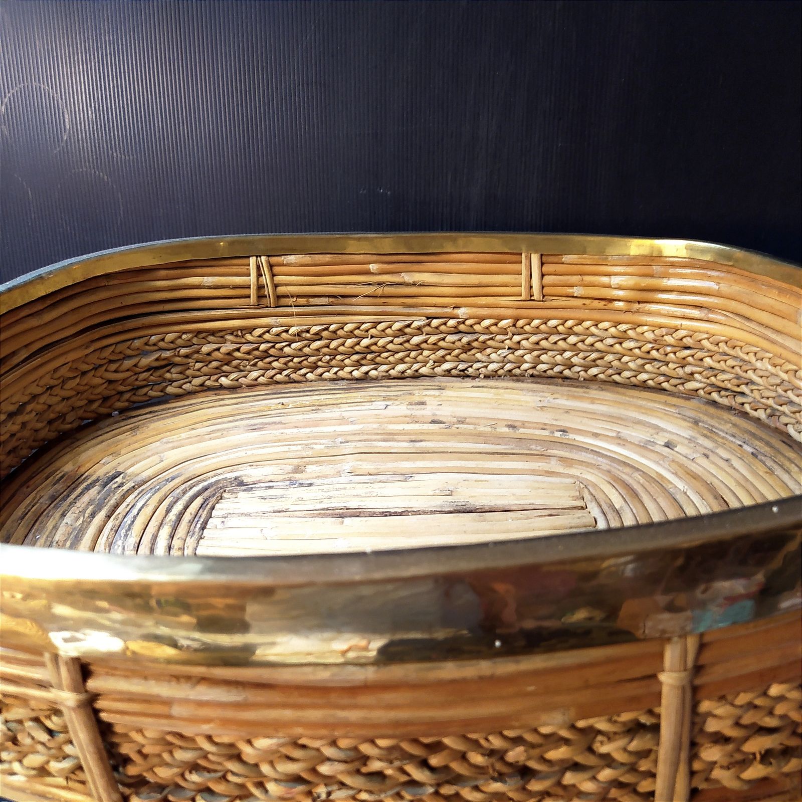 1970's Large Pencil Reed Basket. photo 160.0