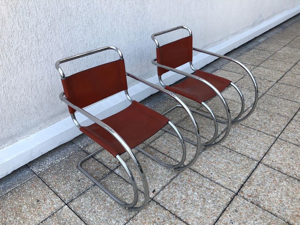 Model Mr20 Side Chairs By Ludwig Mies Van Der Rohe, 1960s, Set Of 2 photo for sale