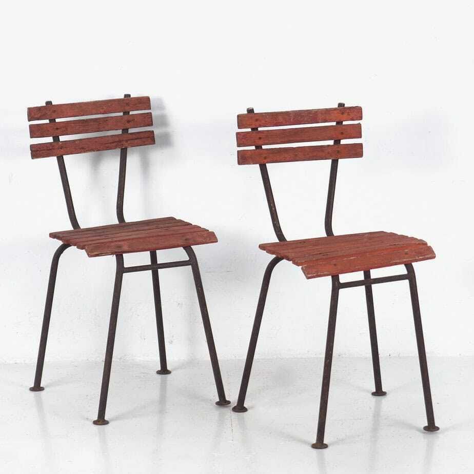 Set Of Antique Red Garden Chairs (C.1920). Set Of 4 Pieces photo for sale