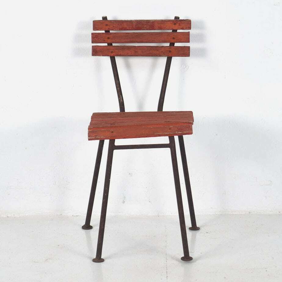 photo for sale Set Of Antique Red Garden Chairs (C.1920). Set Of 4 Pieces
