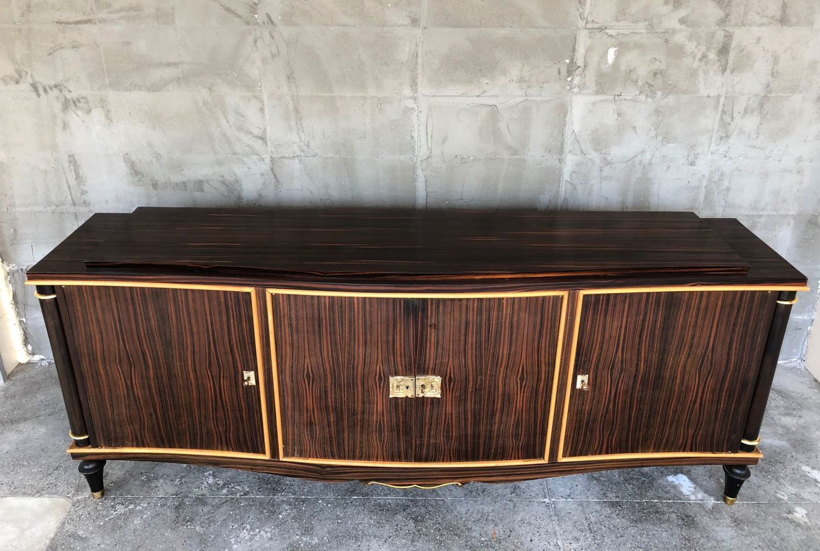 French Macassar Art Deco Masterpiece Sideboard, 1940s photo furniture