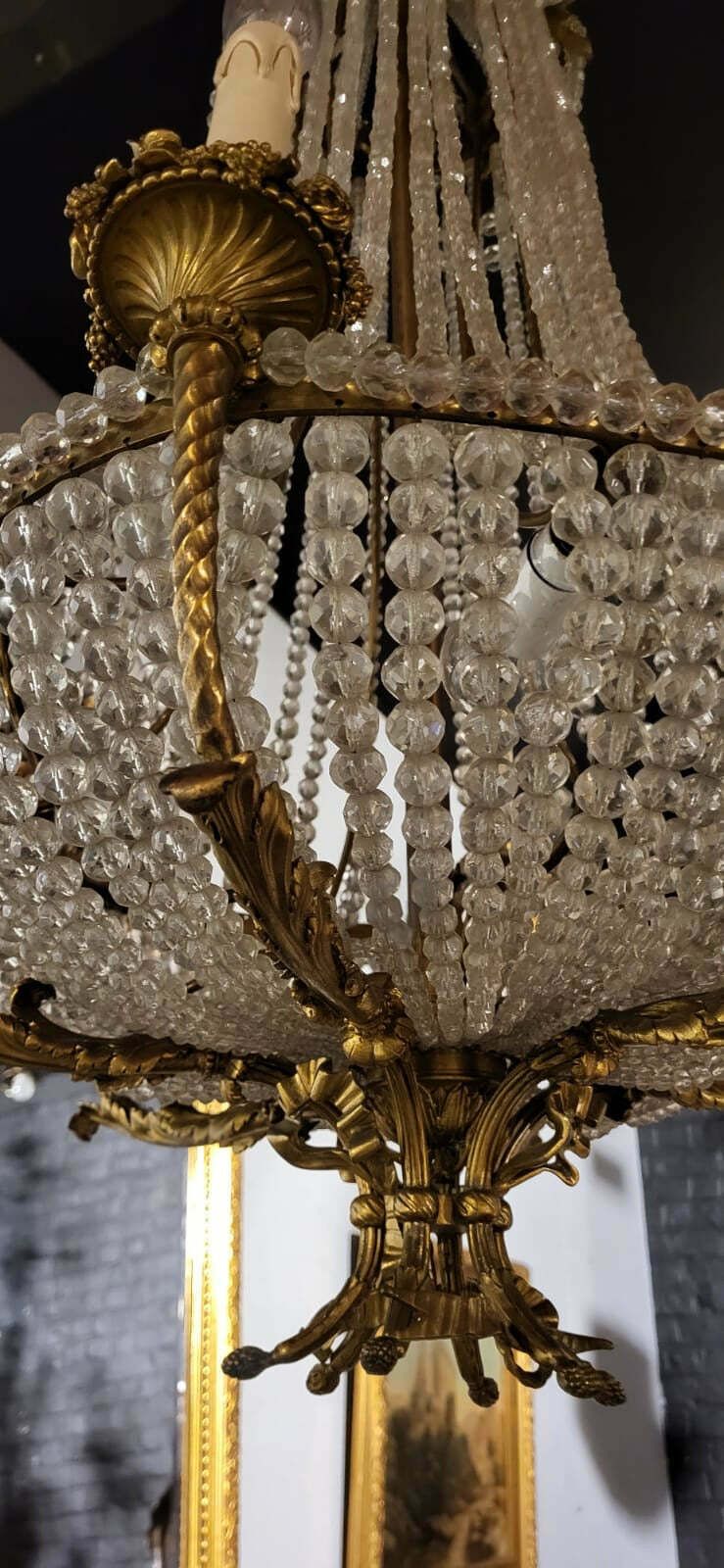 Very Rare, 19thc, French Empire Chandelier, Bronze And Crystal photo Lighting