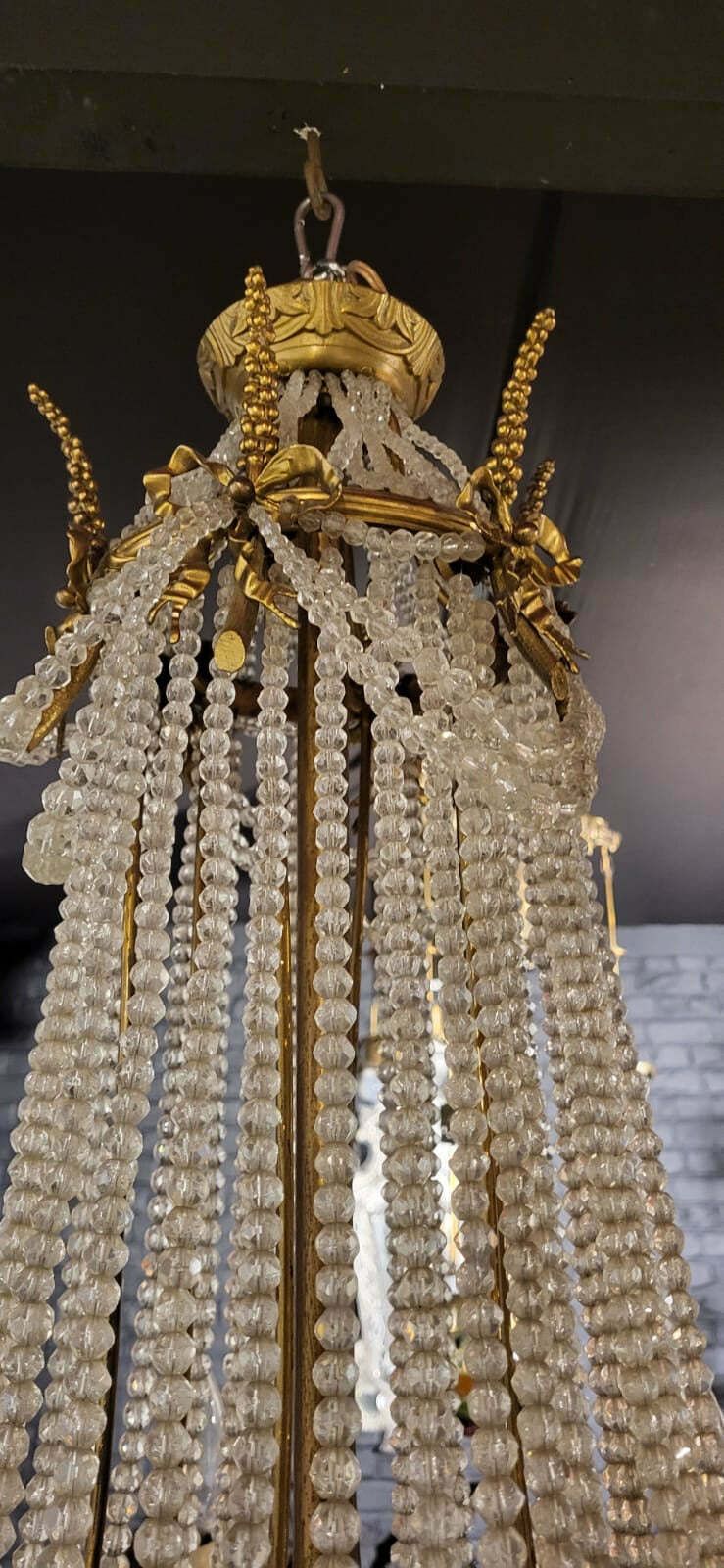 Very Rare, 19thc, French Empire Chandelier, Bronze And Crystal photo vinterior