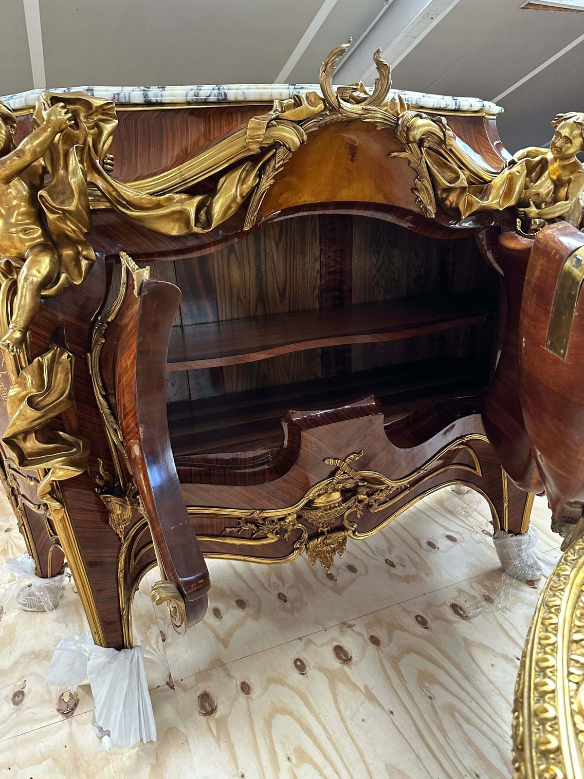 French Louis XV, Linke, Marble Top, Bronze Mounted Cupboard (260kgs) photo vintage