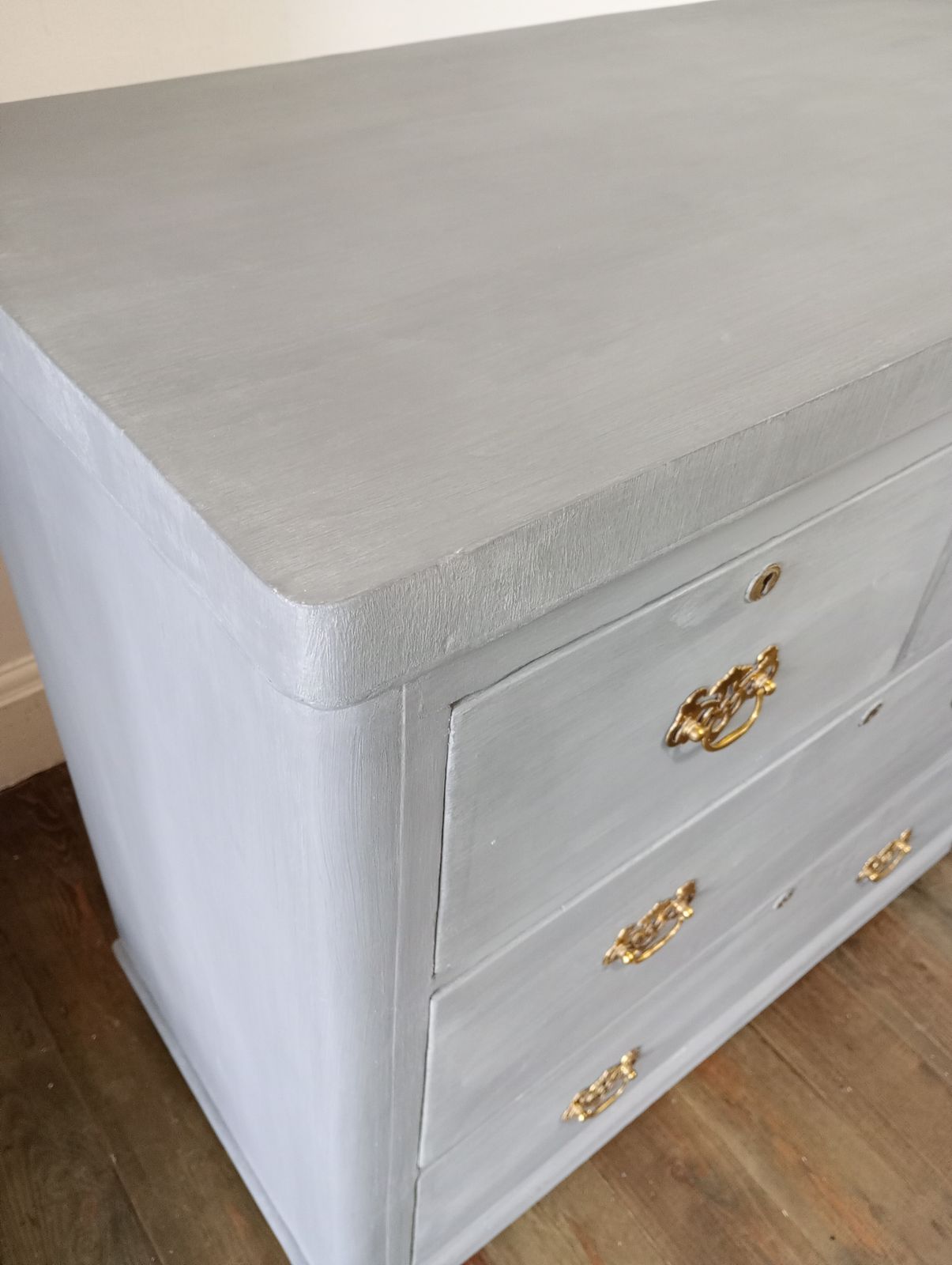 Victorian Chest Of Drawers, Painted Gustavian Grey photo vintage