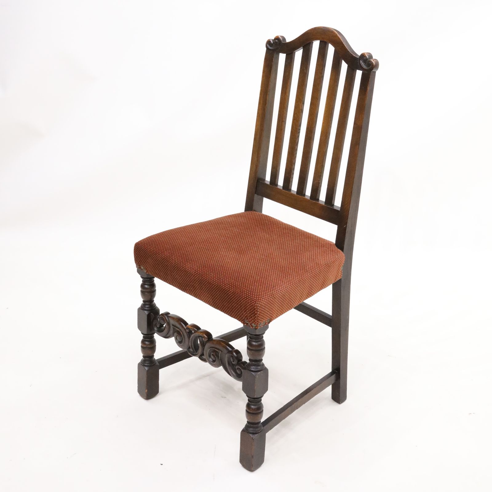 Vintage Oak Hall/Study/Bedroom Chair Highly Carved Stretcher Free Uk Delivery