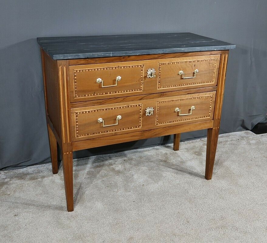 Small Regional Walnut Commode, Louis XVI Style – Early 19th Century photo for sale