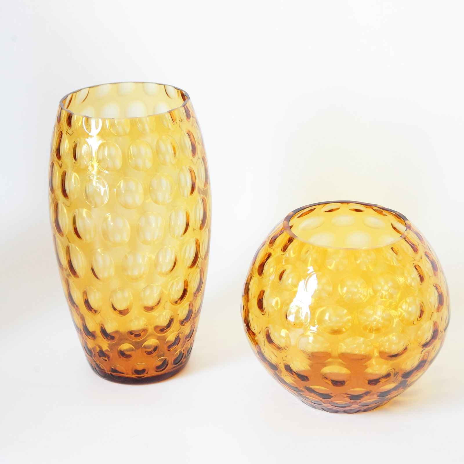 Amber Czechoslovakian Glass Vases From Egermann, 1990s