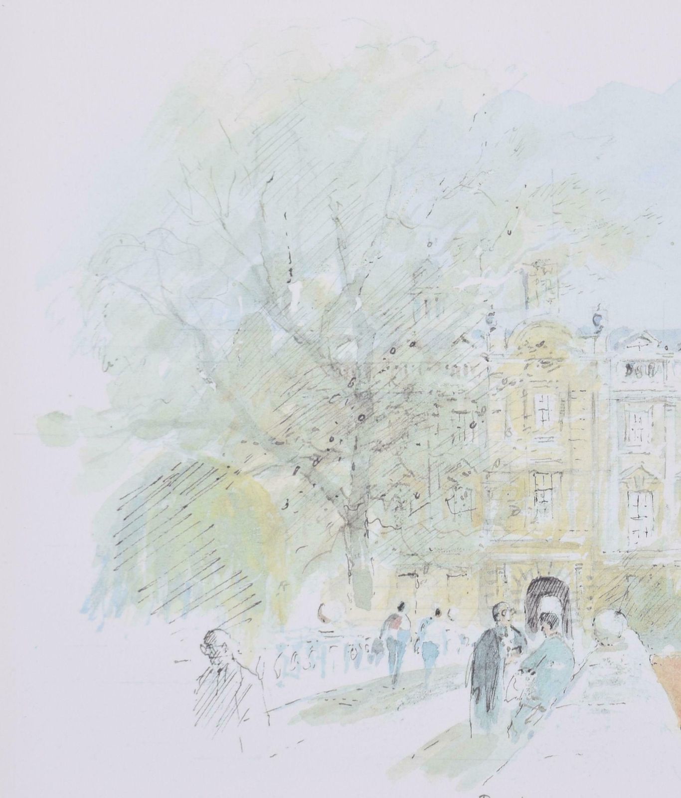 Hugh Casson Clare College, Cambridge Lithograph By Hugh Casson 1989 photo furniture