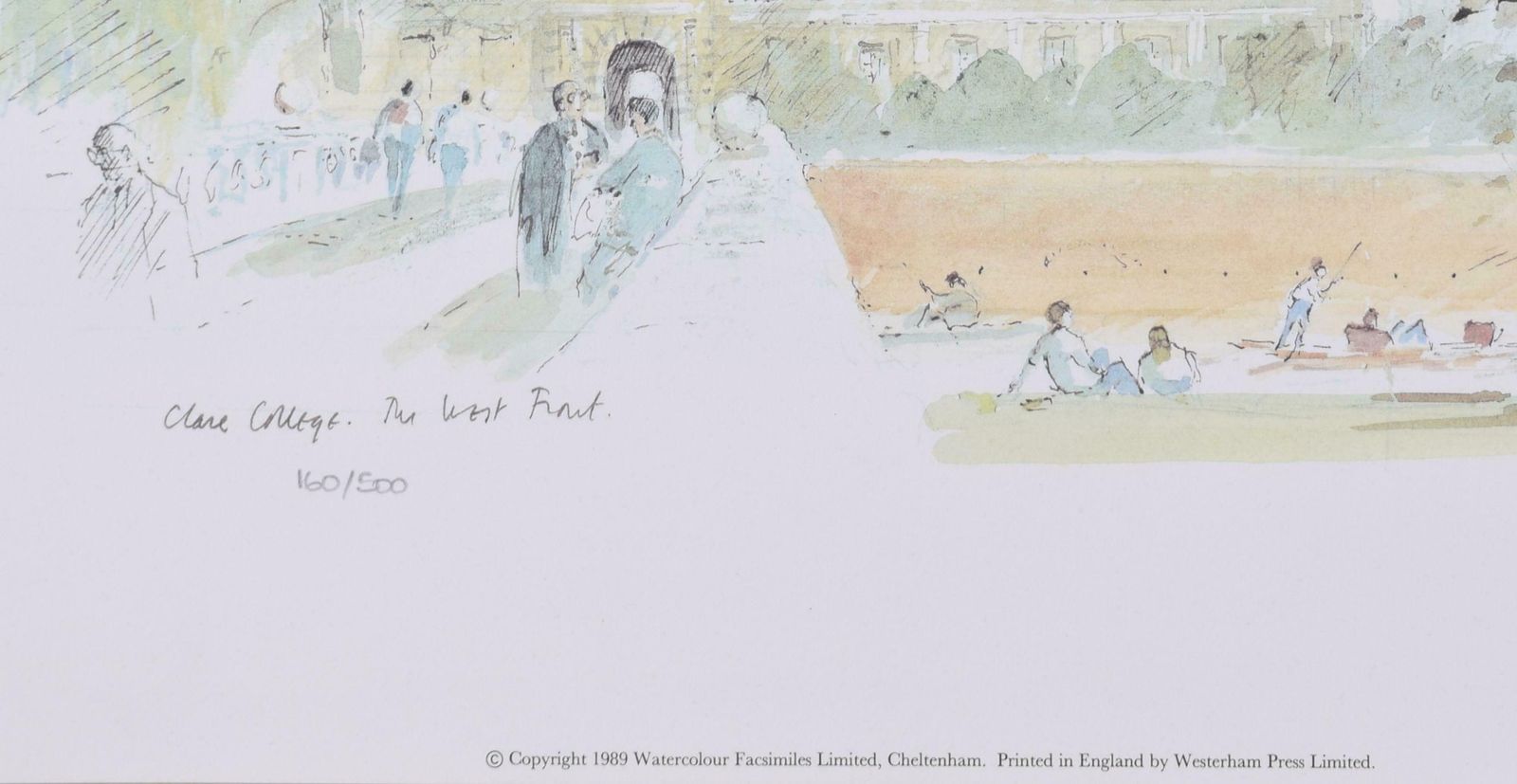 Hugh Casson Clare College, Cambridge Lithograph By Hugh Casson 1989 photo 350.0