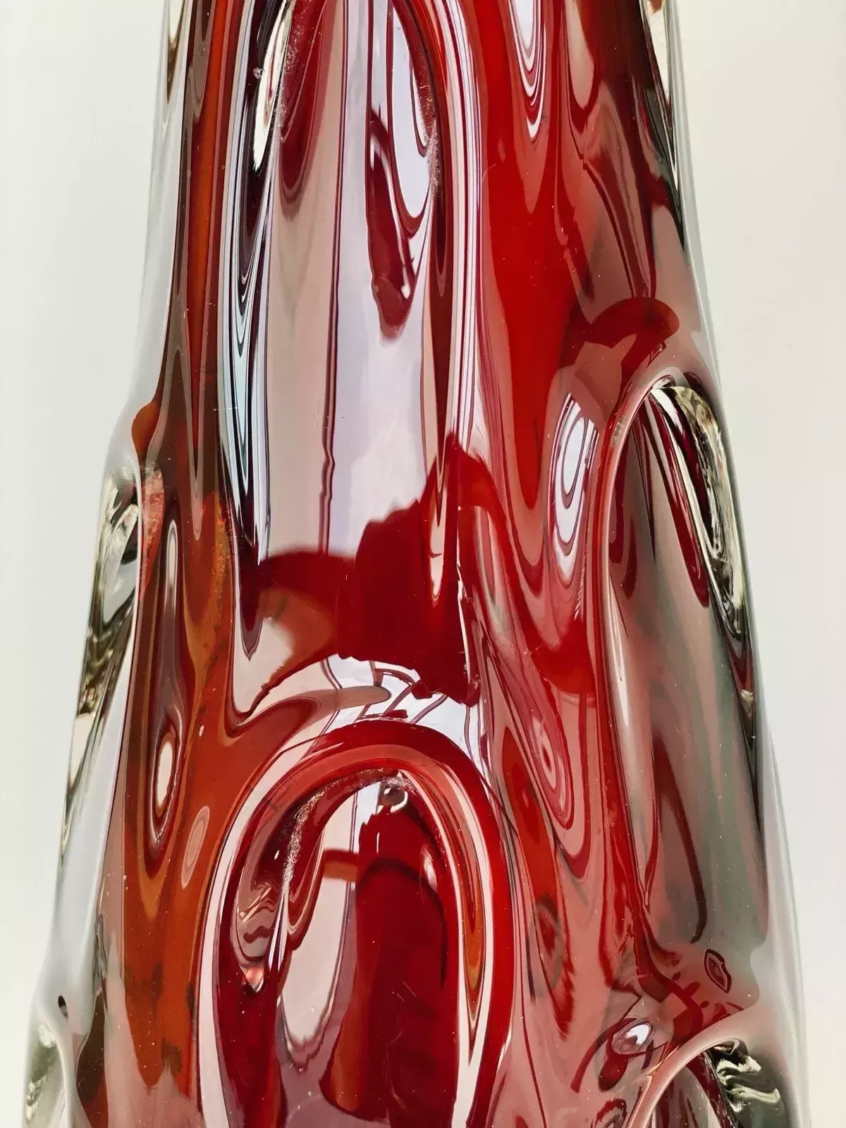 Czech Glass Vase Jan Beranek Skrdlovice Ruby Red Mid Century Vintage Art Glass photo Home Decor