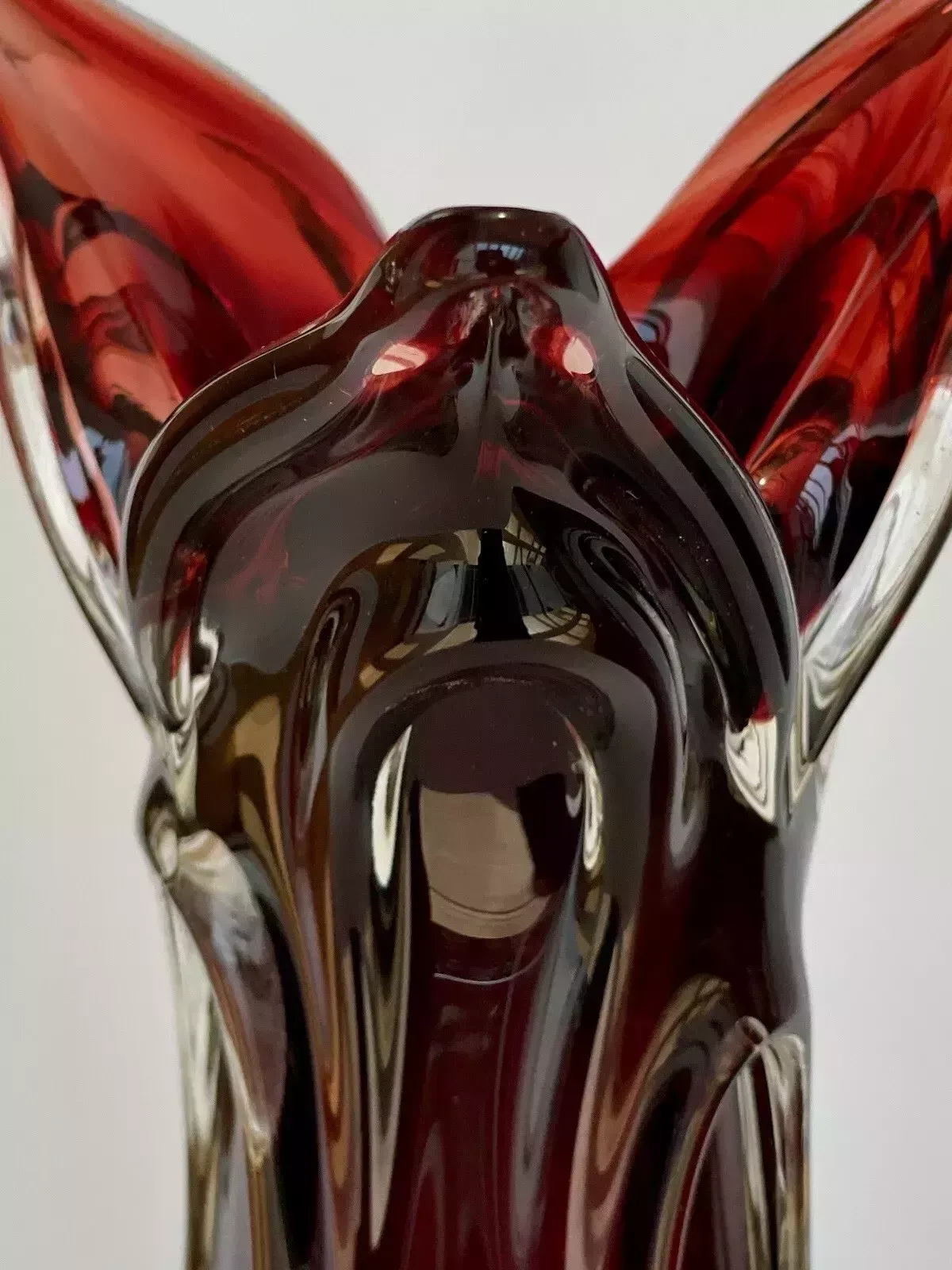 photo furniture Czech Glass Vase Jan Beranek Skrdlovice Ruby Red Mid Century Vintage Art Glass