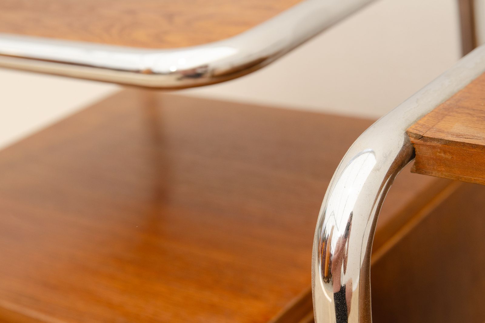 photo vintage Pair Of Functionalist Chromed Night Stands By Vichr & Spol, 1950’s, Czechoslovakia