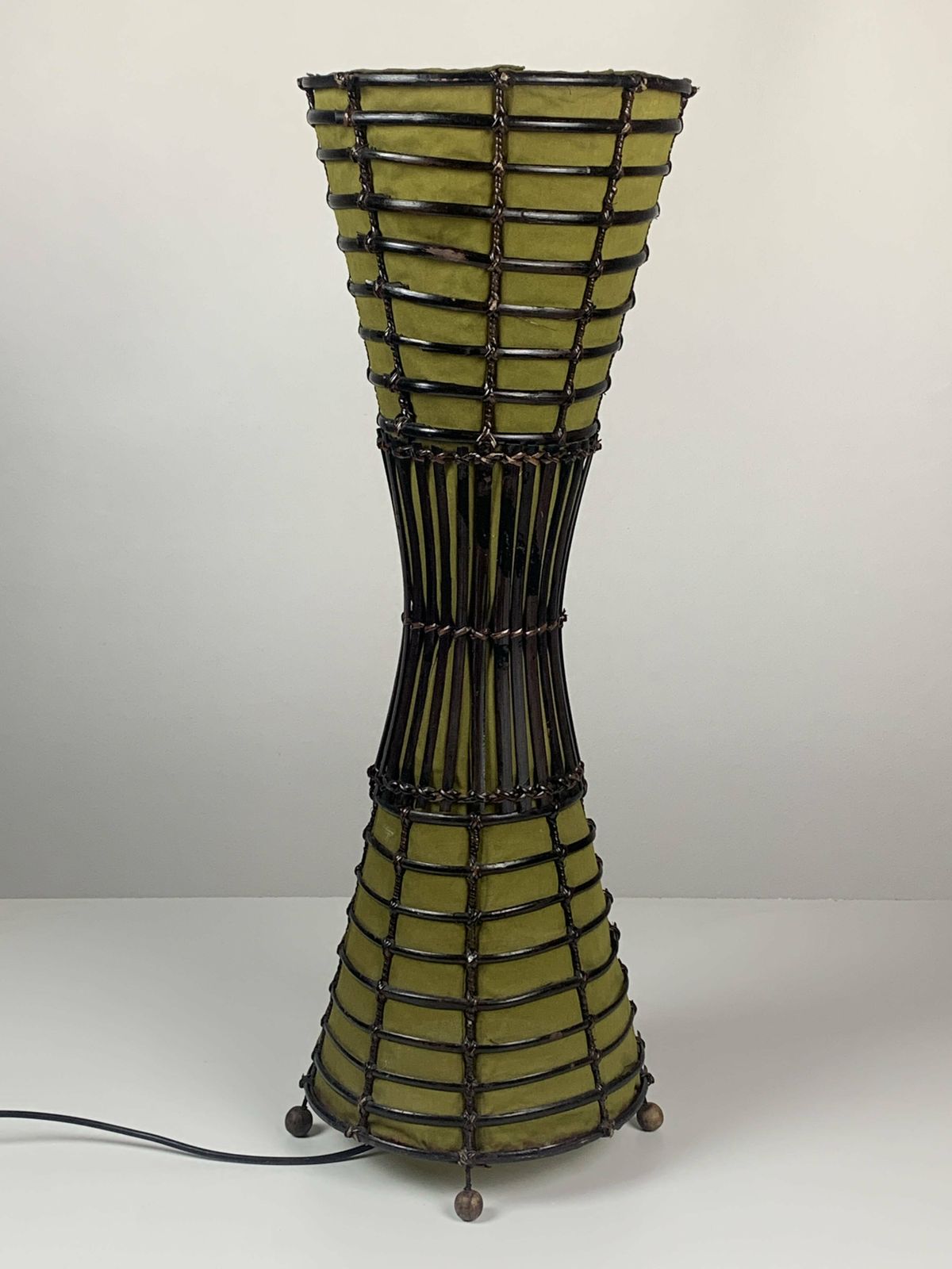 photo for sale Bamboo And Fabric Floor Lamp In The Manner Of Franco Albini