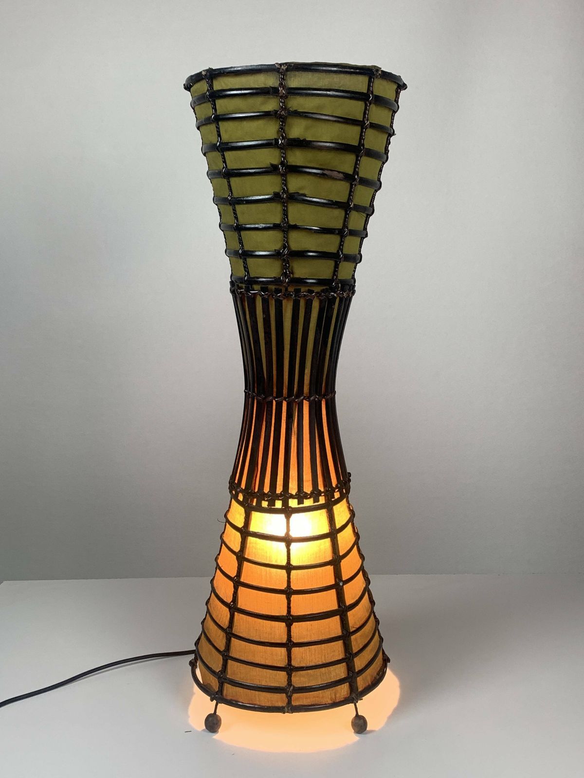 photo vinterior Bamboo And Fabric Floor Lamp In The Manner Of Franco Albini